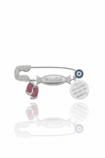 Bebek Yaka İğnesi Maşallah ve Nazar Ayeti Yazılı 925 Ayar Gümüş Antialerjik Kırmızı Şeker