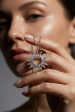 Kadın Güneş Zirkon Taşlı Tasarım 925 Ayar Gümüş Kolye