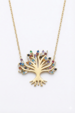 Yaşam Ağacı Mix Taşlı 925 Ayar Gümüş Kadın Kolye - Görsel 5