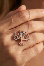 Yaşam Ağacı Mix Taşlı 925 Ayar Gümüş Kadın Kolye