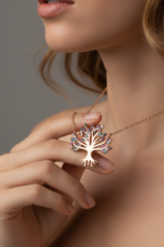 Yaşam Ağacı Mix Taşlı 925 Ayar Gümüş Kadın Kolye - Görsel 2