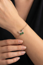 Kelebek Bileklik Zümrüt Yeşili 925 Ayar Gümüş Kadın - Görsel 2
