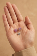 Pembe Zirkon Taşlı Çiçek Tasarım 925 Ayar Gümüş Küpe - Görsel 2