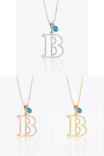 Harfli Kişiye Özel Nazar Boncuğu 925 Ayar Gümüş Kadın Kolye - Görsel 6