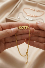 Balon Harf İsimli 925 Ayar Gümüş Kadın Ayarlanabilir Bileklik - Görsel 7