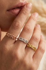 Balon Harfli İsim Yüzüğü 925 Ayar Gümüş Kişiye Özel Kadın Yüzük