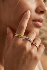 Balon Harfli İsim Yüzüğü 925 Ayar Gümüş Kişiye Özel Kadın Yüzük - Görsel 4