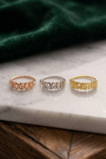 Balon Harfli İsim Yüzüğü 925 Ayar Gümüş Kişiye Özel Kadın Yüzük - Görsel 6