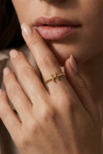 Burgu Bantlı Harf  925 Ayar Gümüş Minimal Kadın Yüzük - Görsel 2