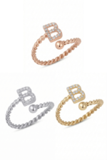 Burgu Bantlı Harf 925 Ayar Gümüş Minimal Ayarlanabilir Kadın Yüzük - Görsel 3