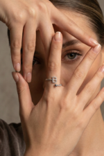 Burgu Bantlı Harf 925 Ayar Gümüş Minimal Ayarlanabilir Kadın Yüzük