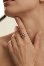 Burgu Bantlı Harf 925 Ayar Gümüş Minimal Ayarlanabilir Kadın Yüzük - Görsel 4