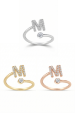 Harfli Zirkon Taşlı 925 Ayar Gümüş Minimal Ayarlanabilir Kadın Yüzük - Görsel 5