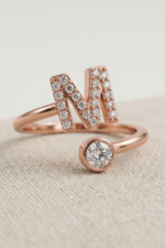 Harfli Zirkon Taşlı 925 Ayar Gümüş Minimal Ayarlanabilir Kadın Yüzük