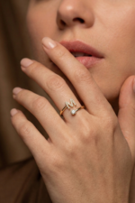 Harfli Zirkon Taşlı 925 Ayar Gümüş Minimal Ayarlanabilir Kadın Yüzük - Görsel 7