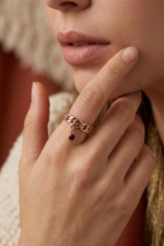 Doğum Taşı Charm Zincir 925 Ayar Gümüş Ayarlanabilir Kadın Yüzük - Görsel 4