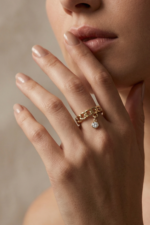 Doğum Taşı Charm Zincir 925 Ayar Gümüş Ayarlanabilir Kadın Yüzük - Görsel 5