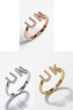 Çift Harfli 925 Ayar Gümüş Minimal Ayarlanabilir Kadın Yüzük - Görsel 5