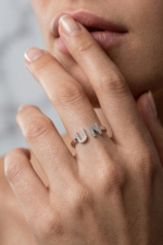 Çift Harfli 925 Ayar Gümüş Minimal Ayarlanabilir Kadın Yüzük - Görsel 3