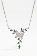 Dala Konan Kelebek Temalı 925 Ayar Gümüş Kadın Kolye - Görsel 2