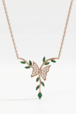 Dala Konan Kelebek Temalı 925 Ayar Gümüş Kadın Kolye - Görsel 3