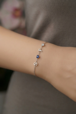 Doğum Taşı Harf Bileklik 925 Ayar Gümüş Kişiselleştirilmiş Charm Kadın Bileklik - Görsel 4