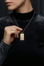 Allah Lafzı Ayetel kürsi ve Nazar Dualı 925 Ayar Gümüş Kadın Plaka Kolye - Görsel 2