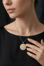 Allah Lafzı Ayetel kürsi ve Nazar Dualı 925 Ayar Gümüş Kadın Yuvarlak Kolye - Görsel 2