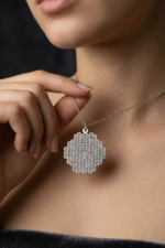 Allah ve Esmaül Hüsna İşlemeli 925 Ayar Gümüş Kadın Kolye - Görsel 5