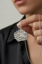 Besmele Yazılı Bismillahirrahmanirrahim 925 Ayar Gümüş Kadın Kolye - Görsel 4