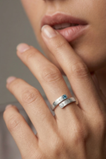 Doğum Taşı ve İsimli İkili 925 Ayar Gümüş Ayarlanabilir Kadın Yüzük