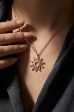 Güneş Tasarımlı Kolye Zirkon Taşlı 925 Ayar Gümüş Kadın