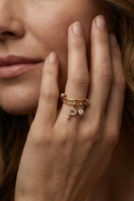 Harfli ve Doğum Taşı Kişiye Özel 925 Ayar Gümüş Ayarlanabilir Kadın Yüzük - Görsel 5