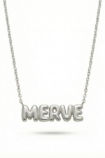 İsimli Bombeli Kişiye Özel 925 Ayar Gümüş Kadın Kolye - Görsel 7