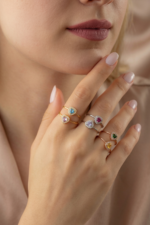 Kalpli Kişiye Özel Doğum Taşı 925 Ayar Gümüş Kadın Yüzük - Görsel 8