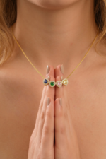 Kalpli Minimal Doğum Taşı Kişiye Özel 925 Ayar Gümüş Kadın Kolye - Görsel 5