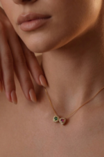 Kalpli Minimal Doğum Taşı Kişiye Özel 925 Ayar Gümüş Kadın Kolye - Görsel 2