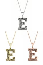 Kişiye Özel Baş Harf Desen İşlemeli 925 Ayar Gümüş Kadın Kolye