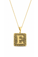 Kişiye Özel Baş Harf Desenli Kare Plaka 925 Ayar Gümüş Kadın Kolye - Görsel 5