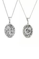 Kişiye Özel Baş Harf Desenli Oval Plaka 925 Ayar Gümüş Kadın Kolye - Görsel 4