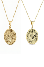 Kişiye Özel Baş Harf Desenli Oval Plaka 925 Ayar Gümüş Kadın Kolye - Görsel 5