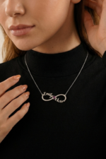 Sonsuzluk İsimli ve Doğum Taşlı Kişiye Özel 925 Ayar Gümüş Kadın Kolye - Görsel 7