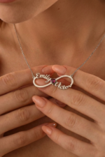 Sonsuzluk İsimli ve Doğum Taşlı Kişiye Özel 925 Ayar Gümüş Kadın Kolye - Görsel 8