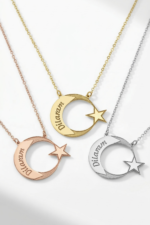 Ay Yıldız Kişiye Özel İsimli 925 Ayar Gümüş Kadın Kolye - Görsel 7