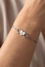 Birbirine Geçmiş Kalp Bileklik Kişiselleştirilmiş Harfli Minimalist Hediye Takı - Görsel 4