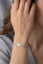 Birbirine Geçmiş Kalp Bileklik Kişiselleştirilmiş Harfli Minimalist Hediye Takı - Görsel 5