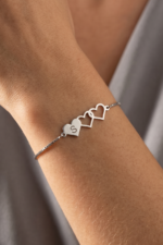 Birbirine Geçmiş Kalp Bileklik Kişiselleştirilmiş Harfli Minimalist Hediye Takı - Görsel 6