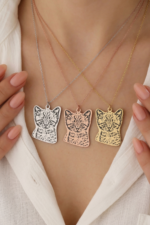 Evcil Hayvan Kedi veya Köpek Portresi Özelleştirilebilir 925 Ayar Gümüş Kadın Kolye - Görsel 4