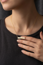 Kişiye Özel Doğum Taşı İsimli Kolye 925 Ayar Gümüş Çubuk Madalyon Minimal Kadın Hediye - Görsel 6