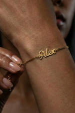 Kişiye Özel İsimli Kadın Bileklik Zincir ve Yazı Fontu Seçenekli 925 Ayar Gümüş - Görsel 2